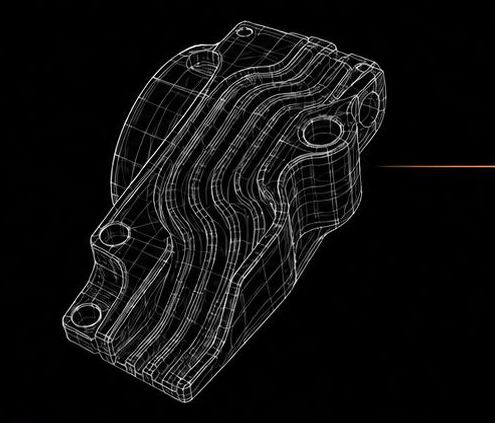 CAD wireframe illustration of the thermal component before optimization